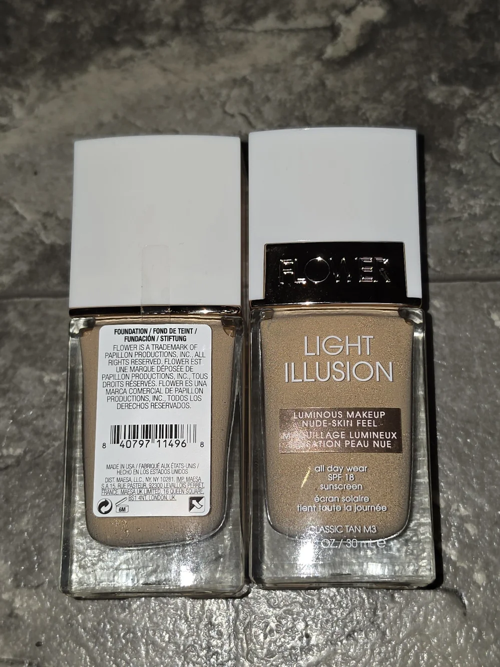 2 x Flower Beauty Light Illusion Foundation -Classic Tan 1.01fl Oz- Discontinued